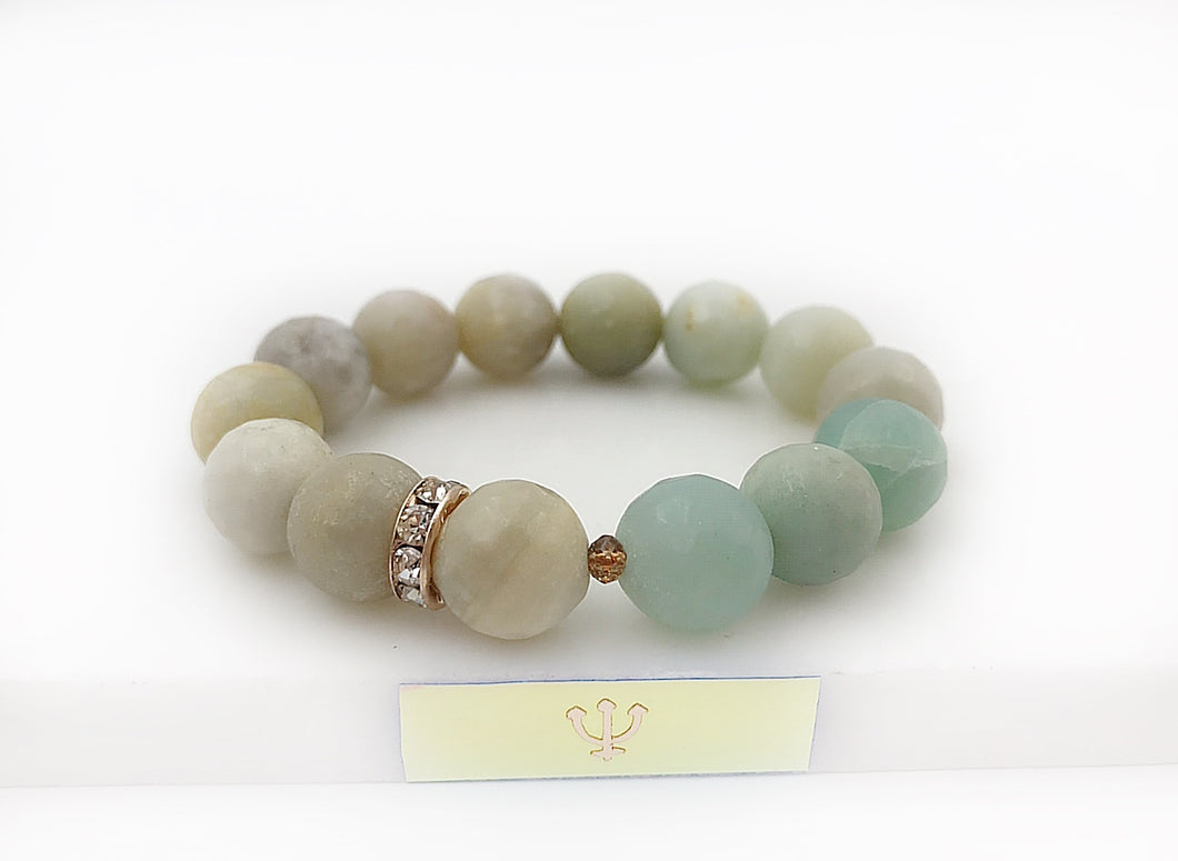 THE EMPRESS - Amazonite Faceted Round Beads Bracelet